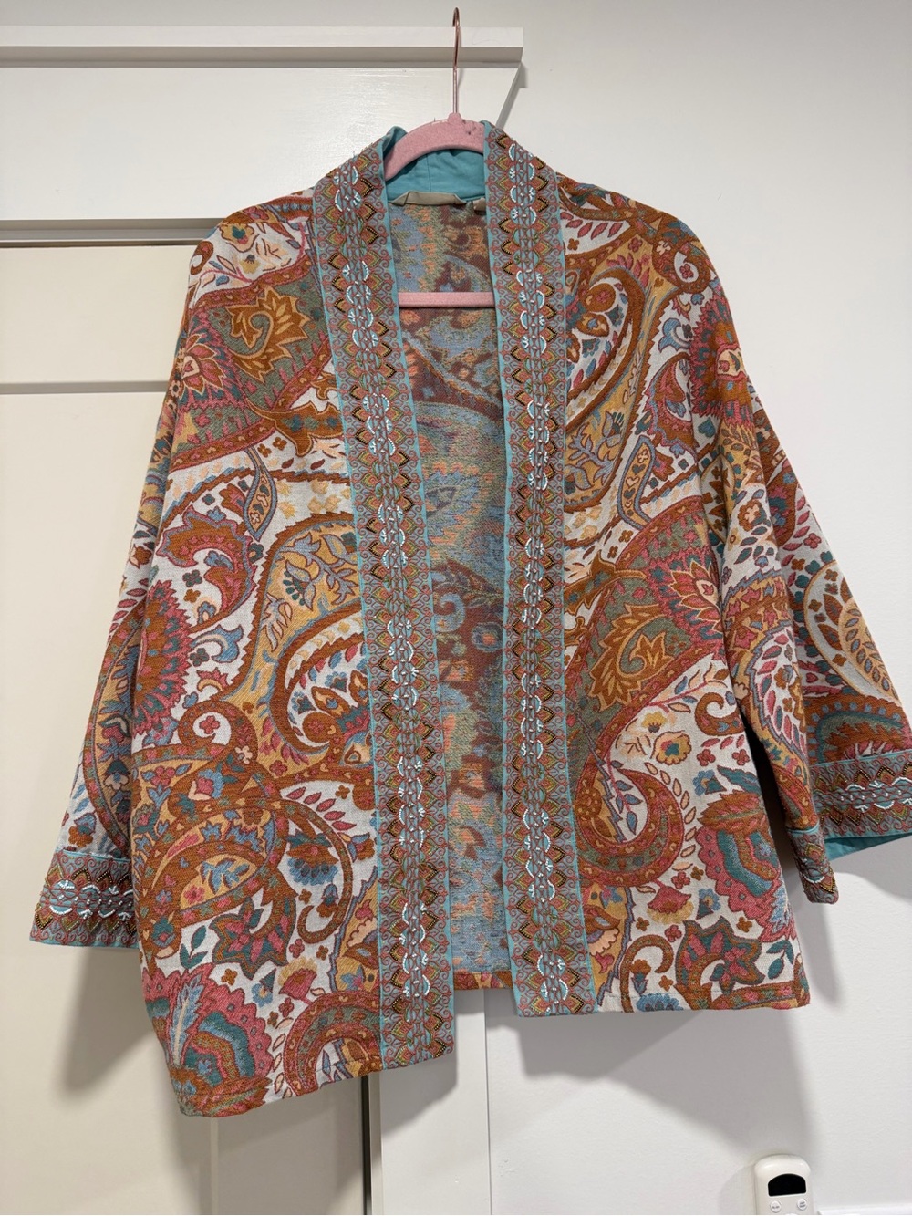 Soft Surroundings Boho Paisley Embroidered Paisley Kimono Jacket- Multicolor